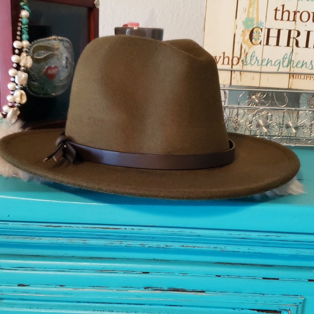 Olive felt fashion fedora